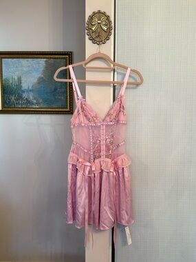 For Love and Lemons Ily Embroidered Slip Dress
